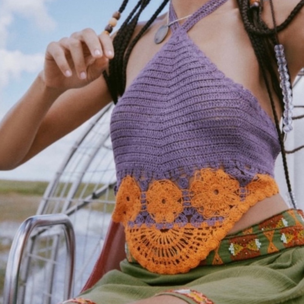 Zara Purple and Orange Crochet Top NWT - Picture 5 of 5